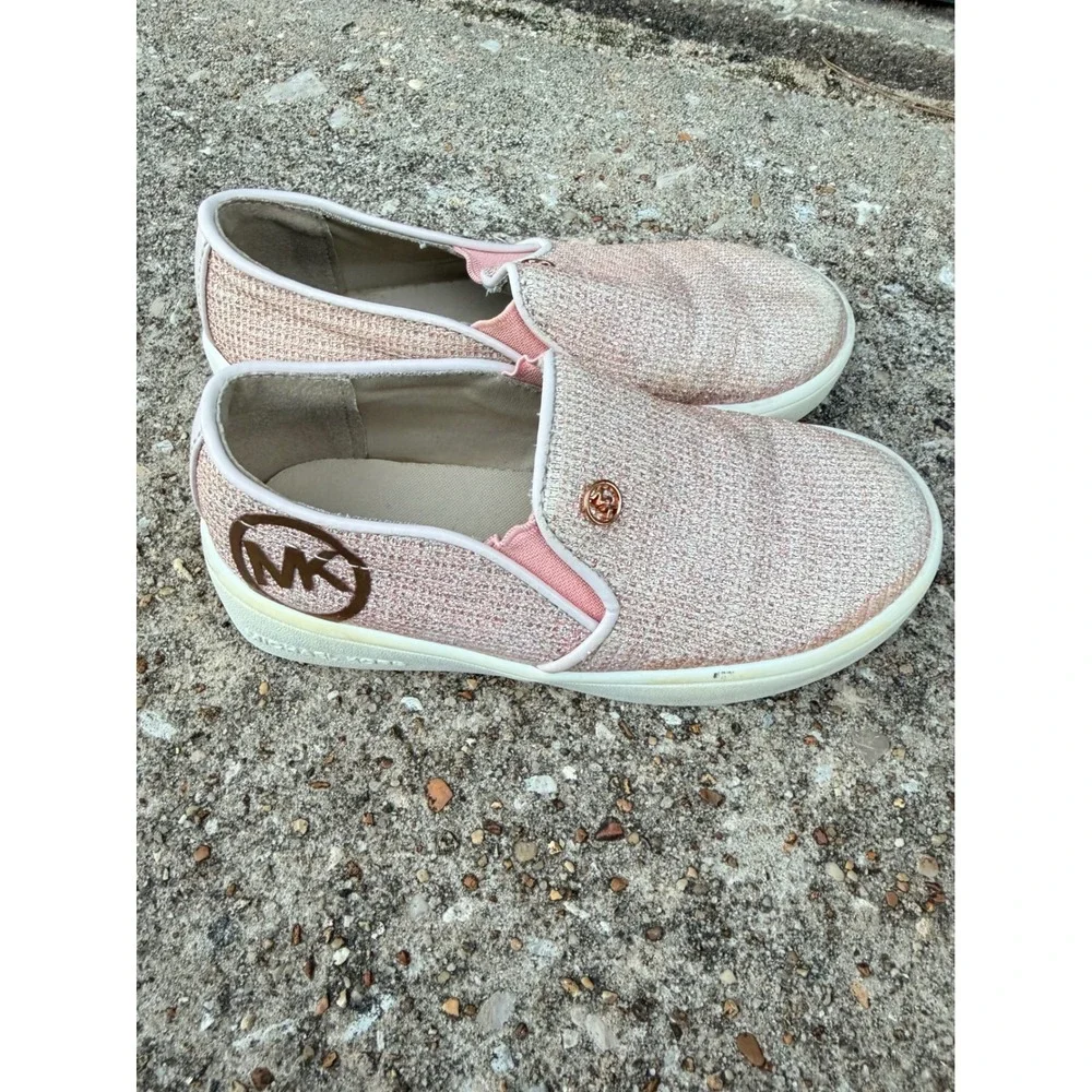 Michael Kors Kids Jem Rachel Rose Gold Glitter Slip On‎ Sneakers Size 9 Toddler